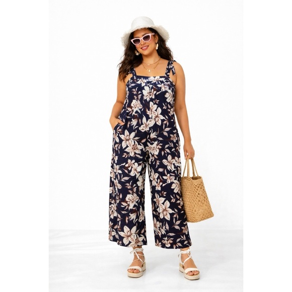 ARULA Dresses & Skirts - ARULA Black Floral Wide Leg Jumpsuit